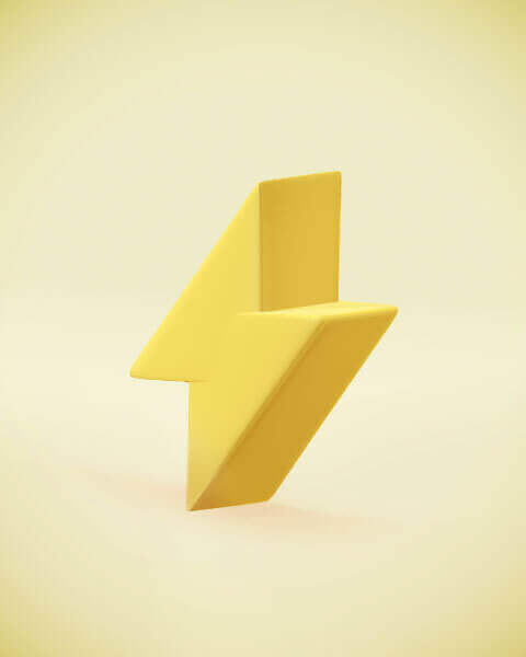 Yellow lightning bolt symbol representing energy and creativity in design.